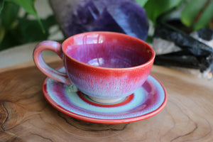 Cup & Saucer - Red/Pink - 107B