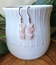 Load image into Gallery viewer, Rose Quartz chip earrings with antique copper hooks handmade