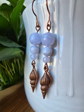 Load image into Gallery viewer, Handmade gemstone earrings with blue agate beach design
