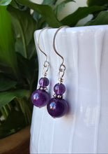 Load image into Gallery viewer, Handmade gemstone earrings with purple Amethyst beads