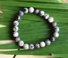 Load image into Gallery viewer, Black Veined Jasper Bracelet - 8mm
