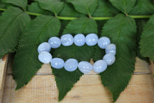 Load image into Gallery viewer, Beautiful banded blue lace agate nugget bracelet.