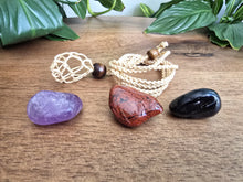 Load image into Gallery viewer, Natural Macrame Necklace + 3 Tumble Stones
