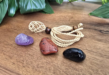Load image into Gallery viewer, Natural Macrame Necklace + 3 Tumble Stones