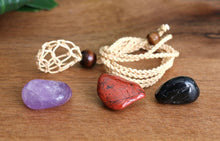 Load image into Gallery viewer, Natural Macrame Necklace + 3 Tumble Stones