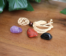 Load image into Gallery viewer, Natural Macrame Necklace + 3 Tumble Stones