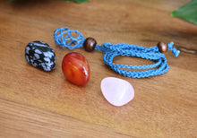 Load image into Gallery viewer, Denim Macrame Necklace + 3 Tumble Stones