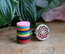 Load image into Gallery viewer, Flower Essential oil car diffuser clip with coloured felt pads