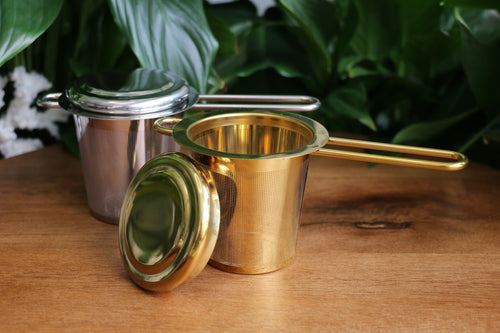 Long Handle Cup Strainer - Gold or Silver