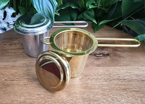 Long Handle Cup Strainer - Gold or Silver