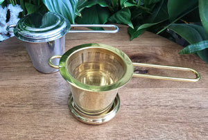 Long Handle Cup Strainer - Gold or Silver
