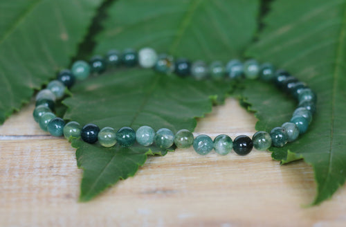 Moss Agate Bracelet - 4mm