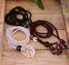 Load image into Gallery viewer, Handmade adjustable macramé net necklace for crystals and tumble stones