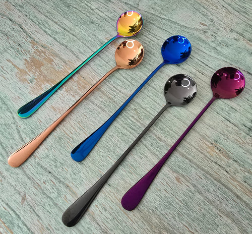 Round Head Long Handle Spoon - Assorted Colours