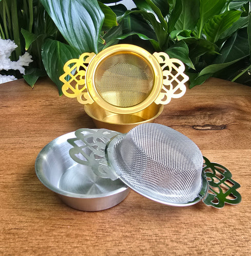 Shallow Lace Cup Strainer - Gold or Silver
