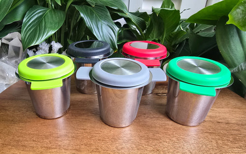Silicone Handle Cup Strainer with lid